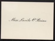Name Card for Miss Lucile O'Brian